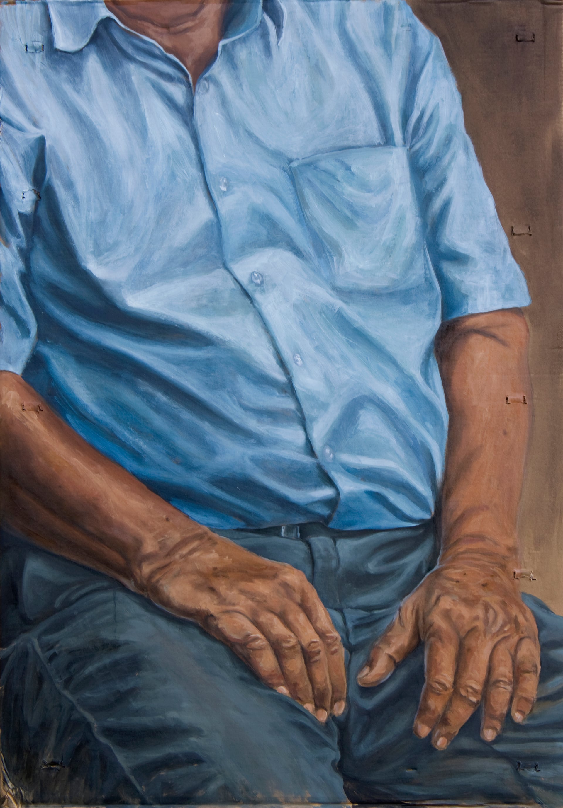 Lhomme Assis - Huile sur carton, 2016 par JanMar