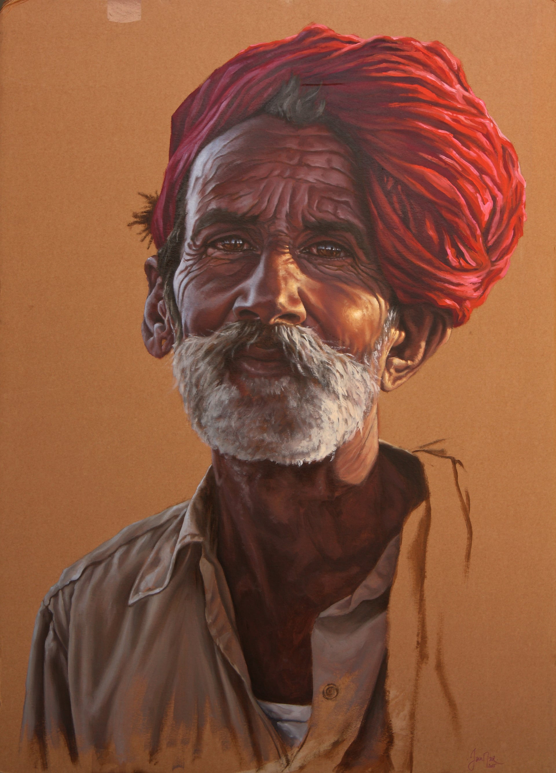 L'Homme du Rajasthan - huile sur carton, 2014 par JanMar