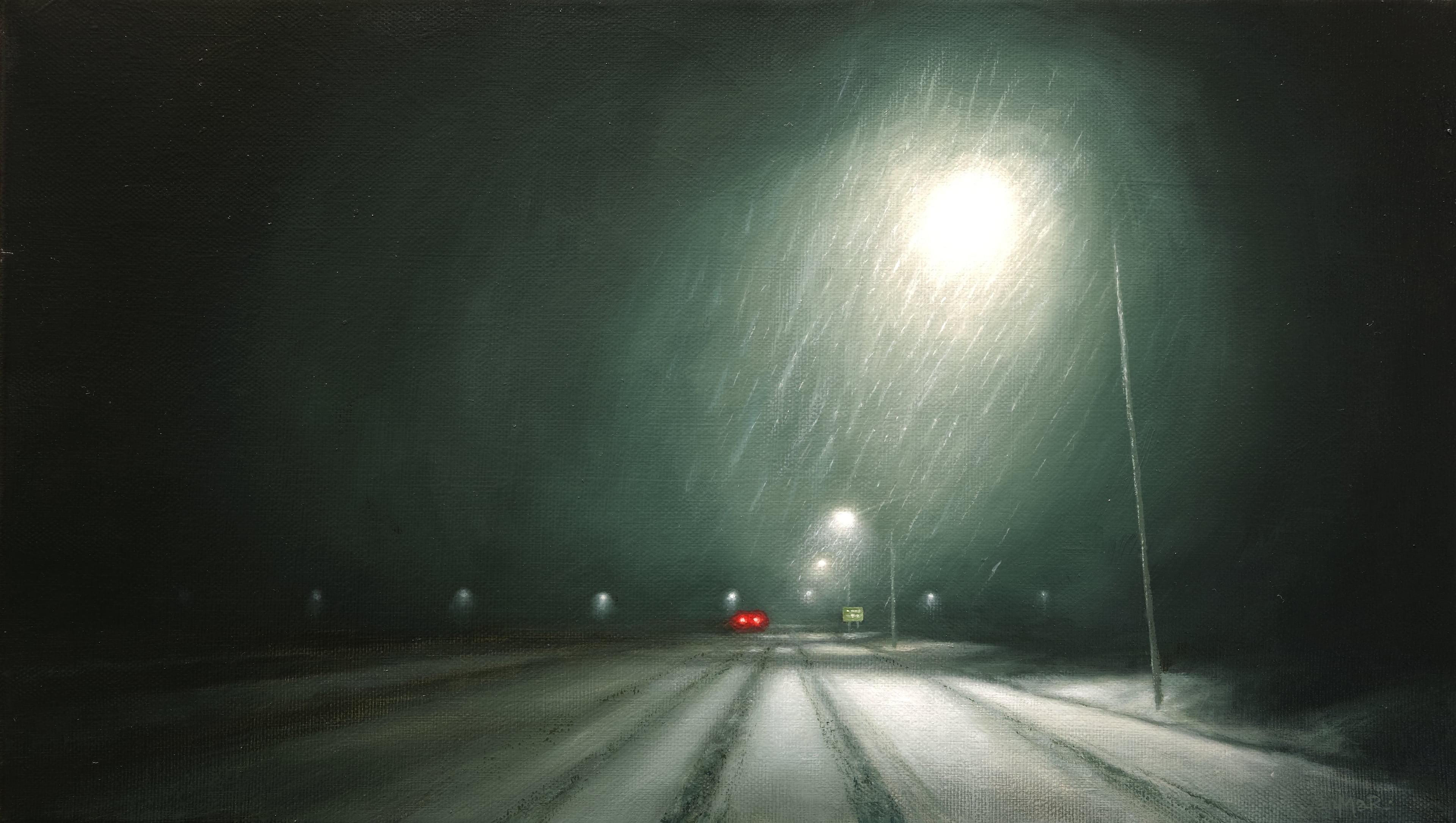 Snowy road 02 - Huile sur toile de lin, 2025 par JanMar